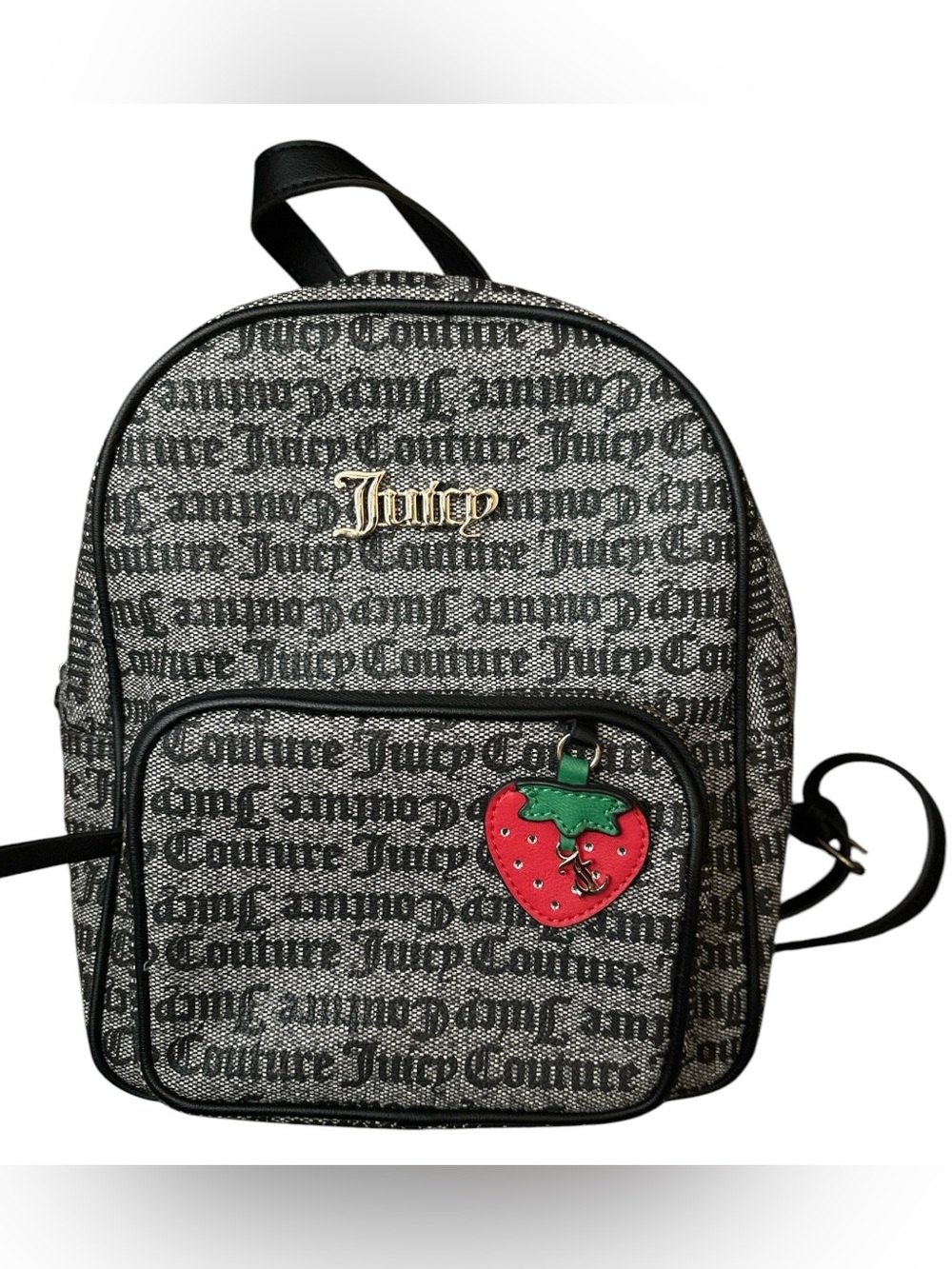 Juicy Couture Black Monogram Freshly Picked Strawberry Backpack - Picture 1 of 4